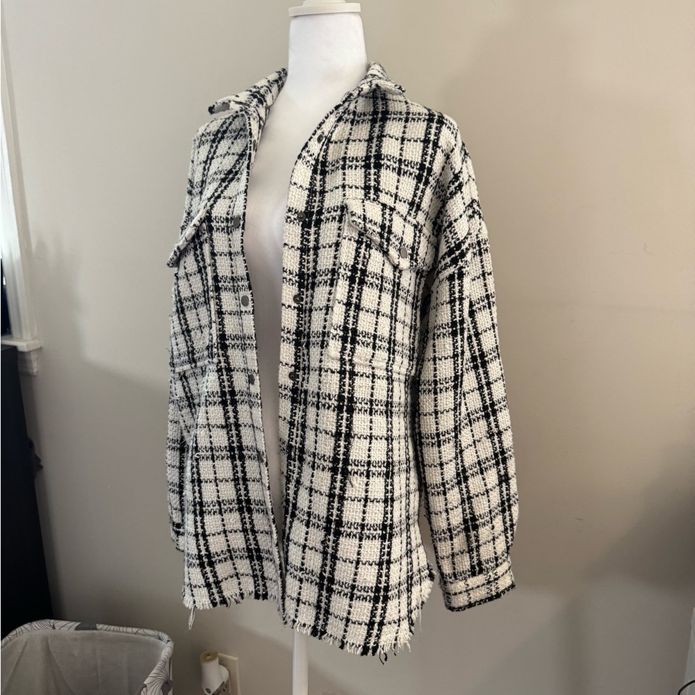 Plaid Black and White Women's Jacket